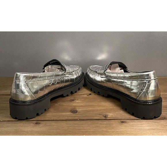 G.H. Bass Weejuns Women's Whitney Super Lug Loafer Size 9.5 Silver Metallic - Picture 9 of 15